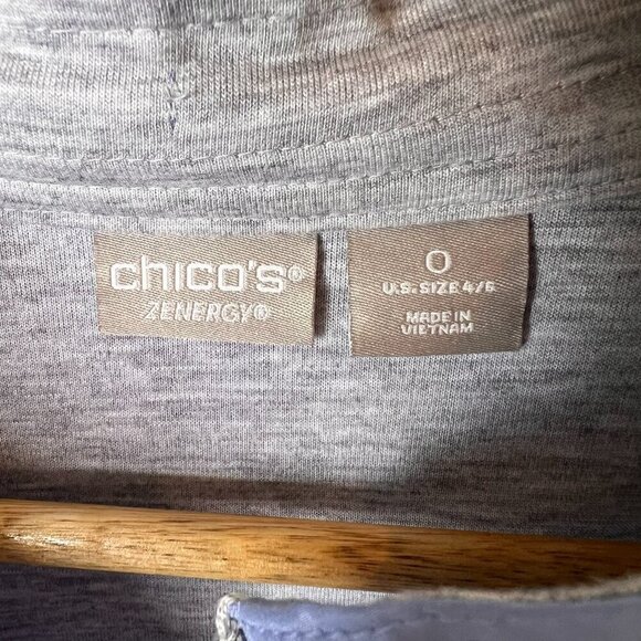 Chicos Zenergy Jacket Womens Size 0/Small Light Periwinkle Knit Mix Long Sleeve - Picture 2 of 15